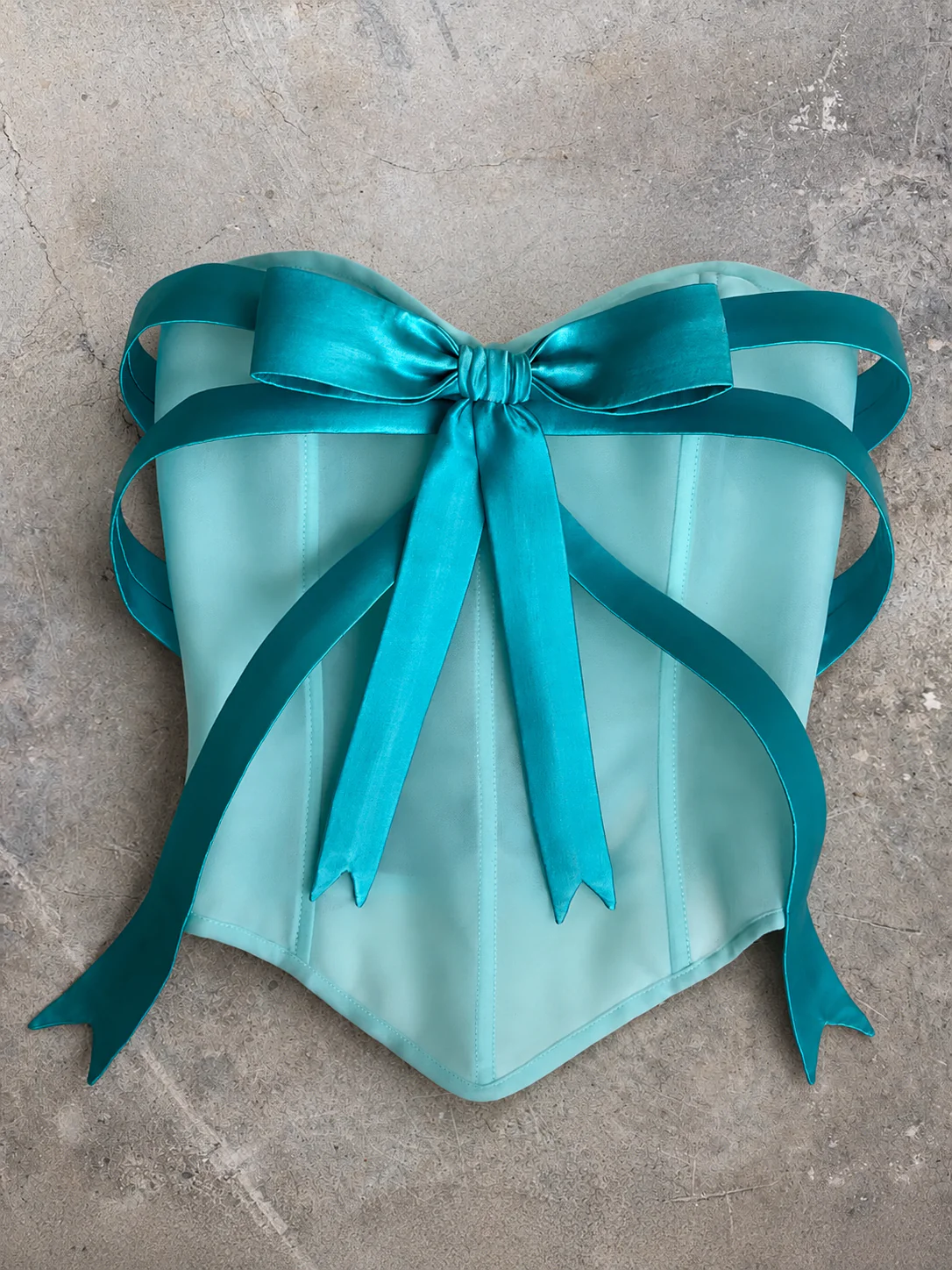 Aqua Blue Bow Corset - Image 3