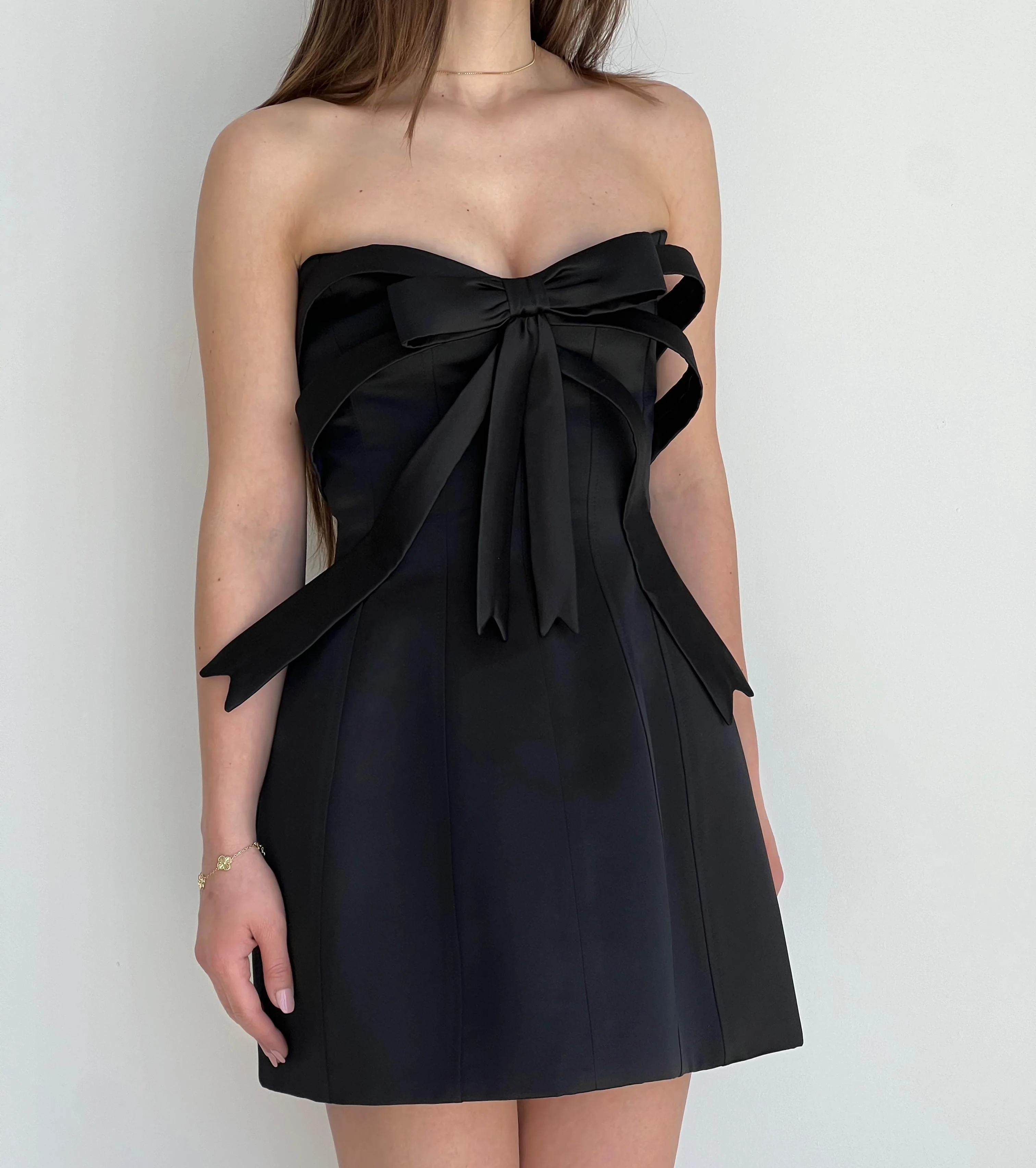 Black Bow Mini Dress - Image 2