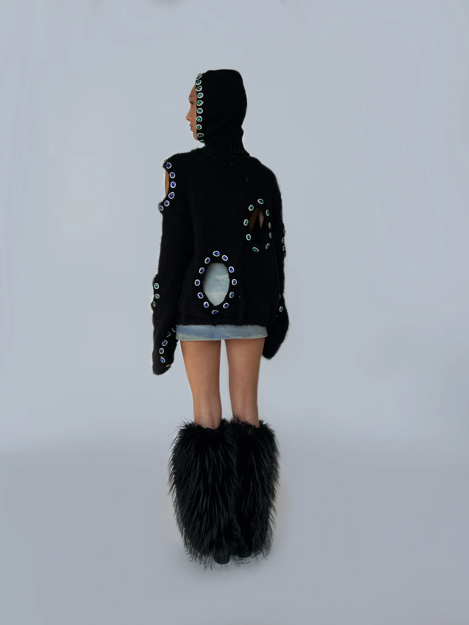 Black Cutout Knit Sweater - Image 3