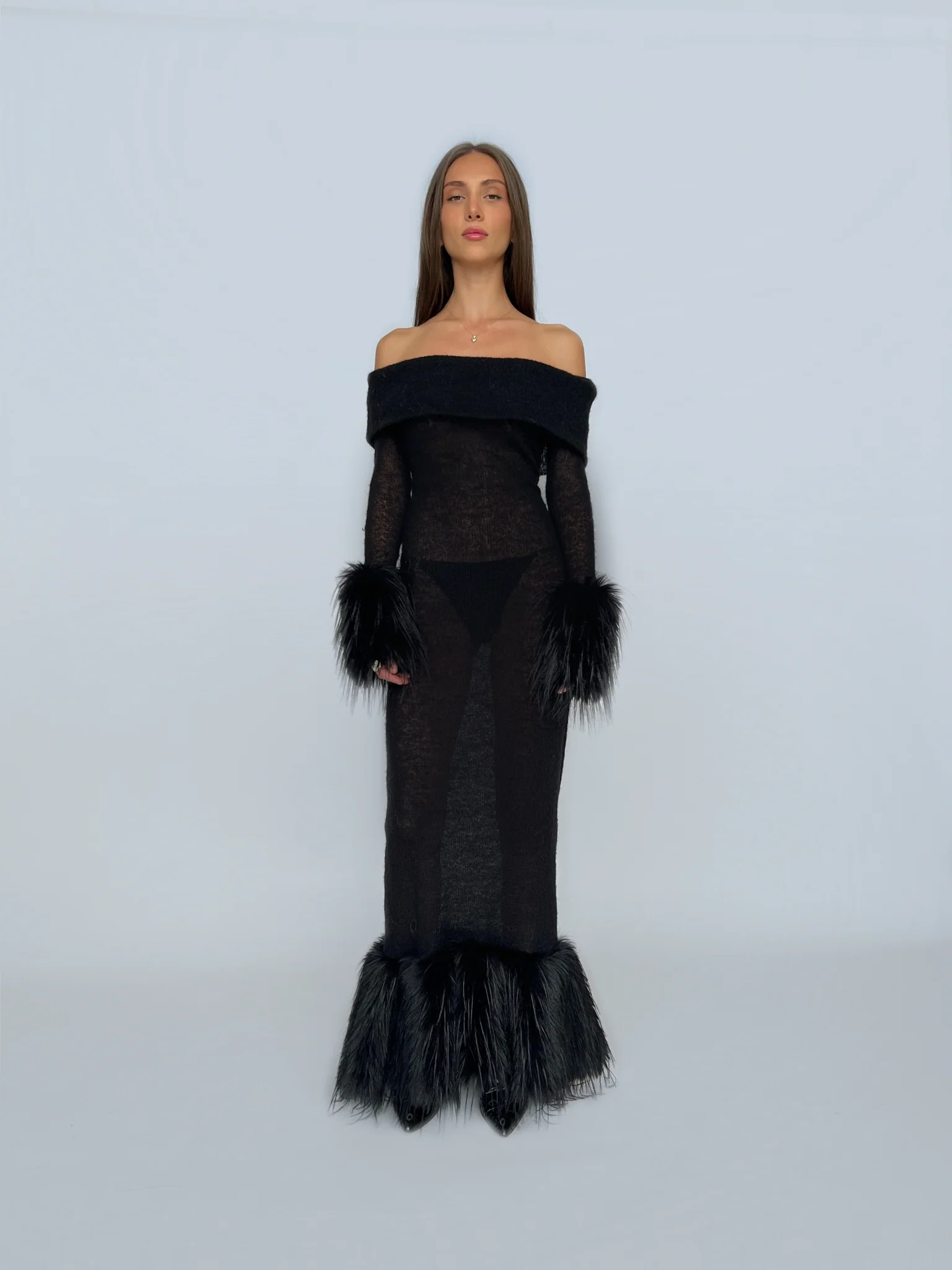Black Fur Dress - Image 3
