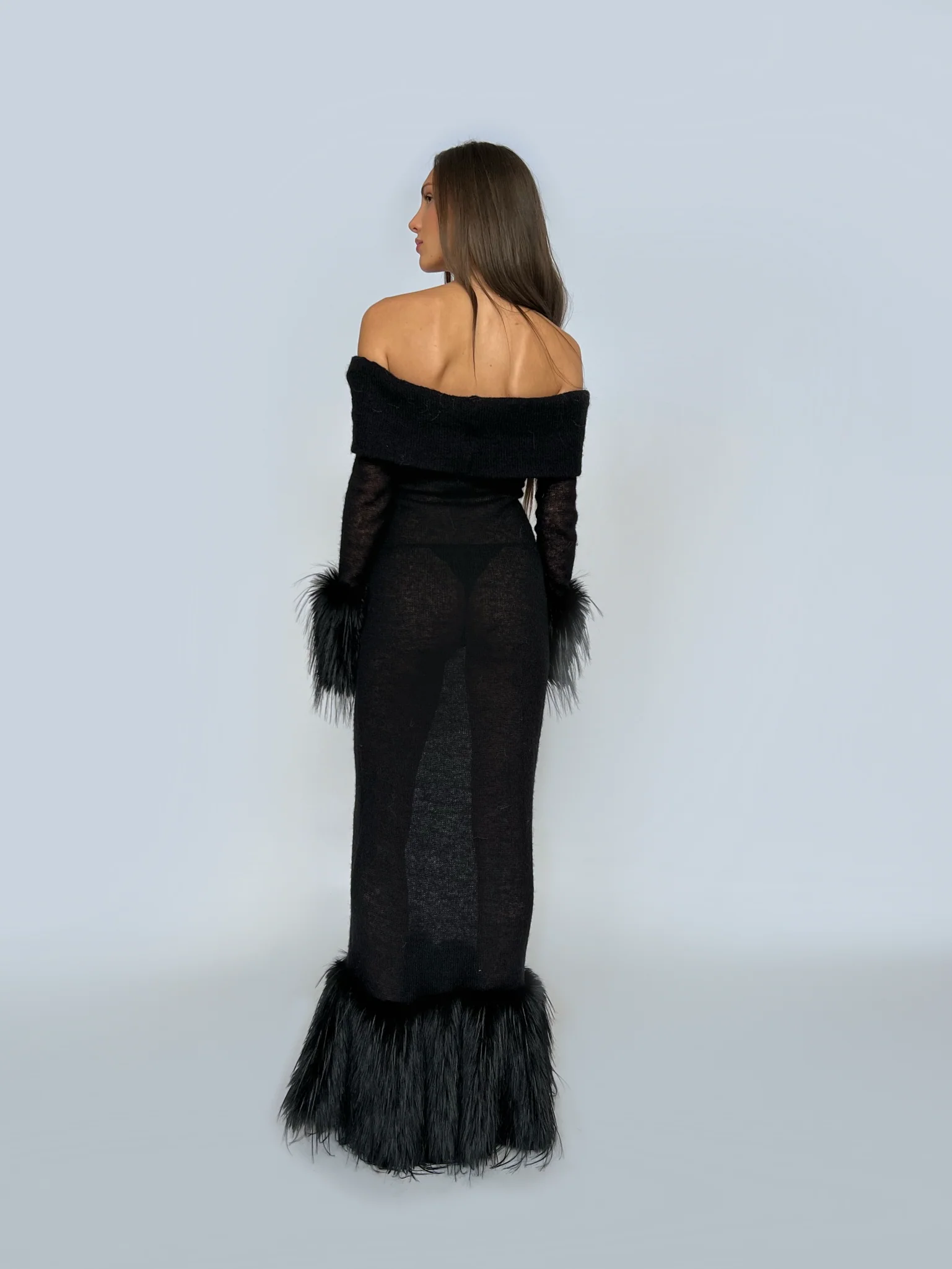 Black Fur Dress - Image 4