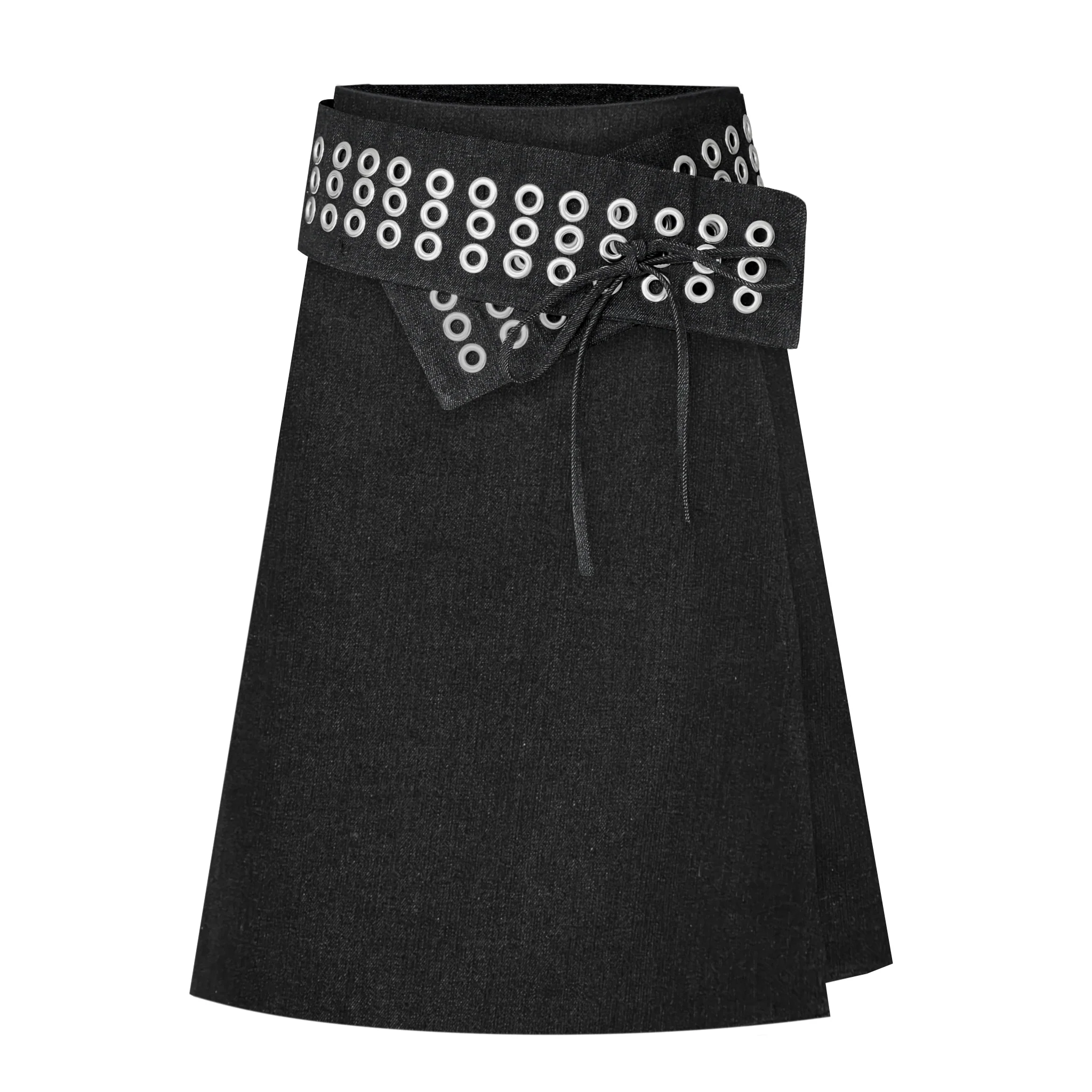 Black Metallic Midi Skirt