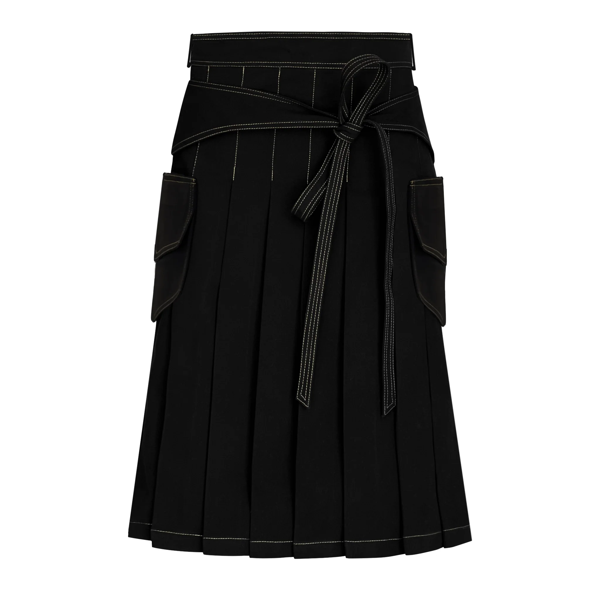 Black Pleated Midi Skirt