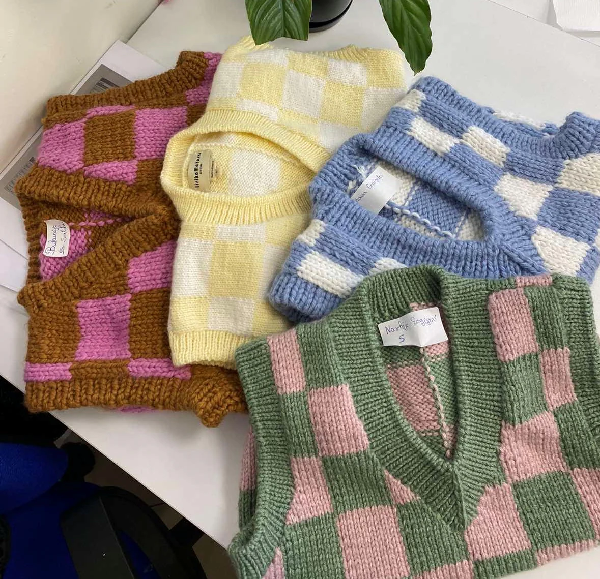 Checkered Knit Vest - Image 3