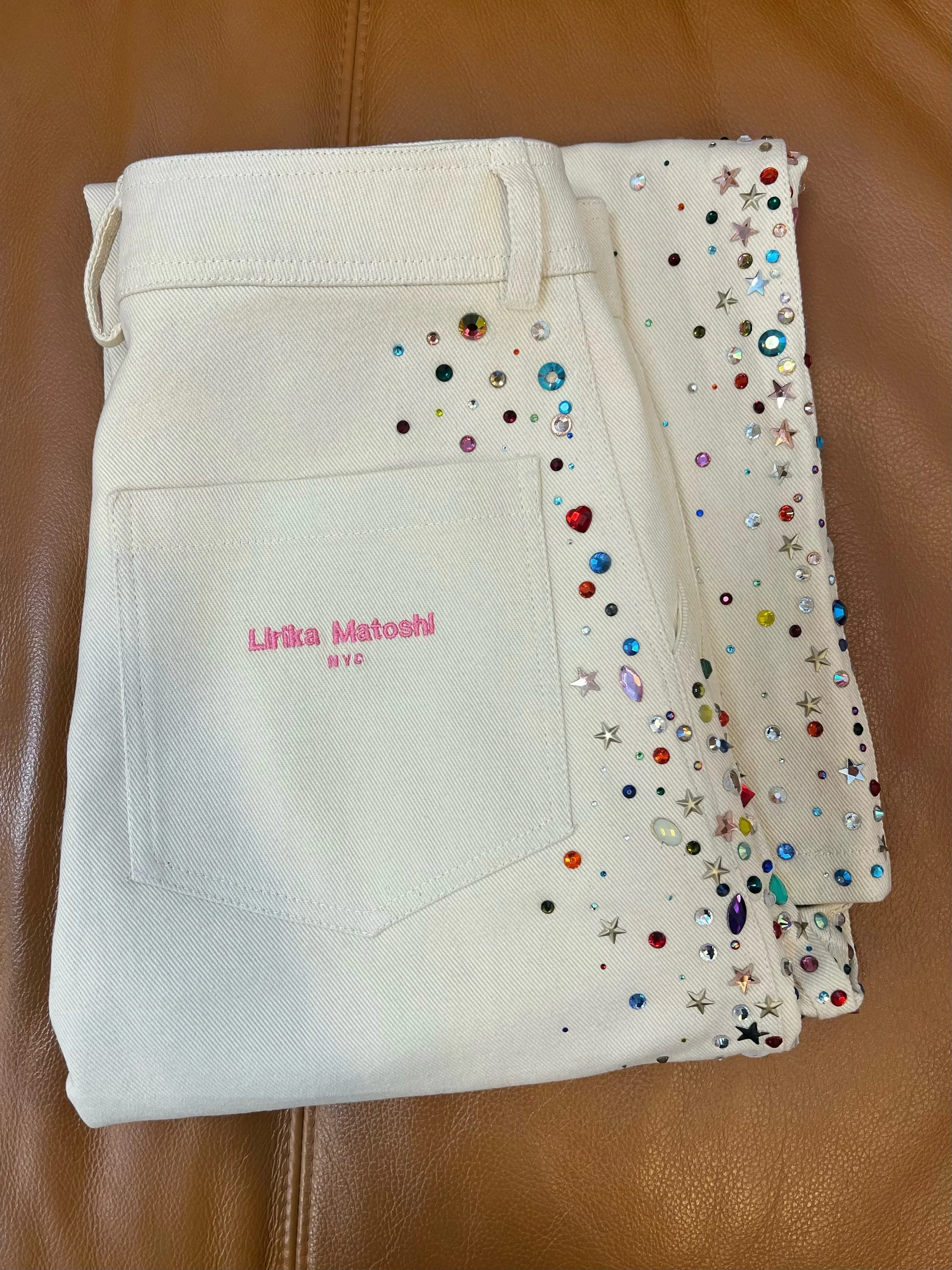 Cream Gemstone Jeans - Image 3