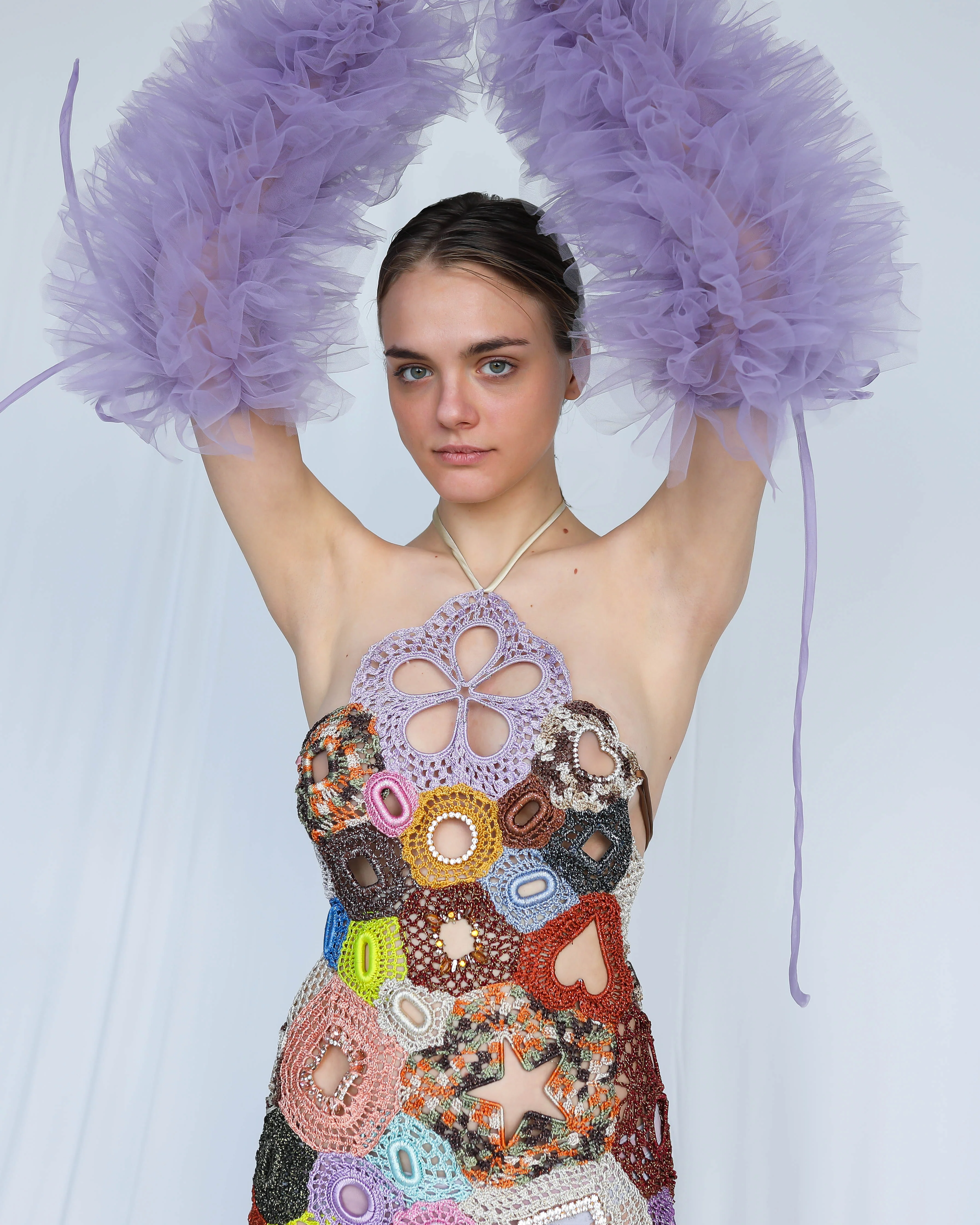 Crochet Crystal Mini Dress - Image 3