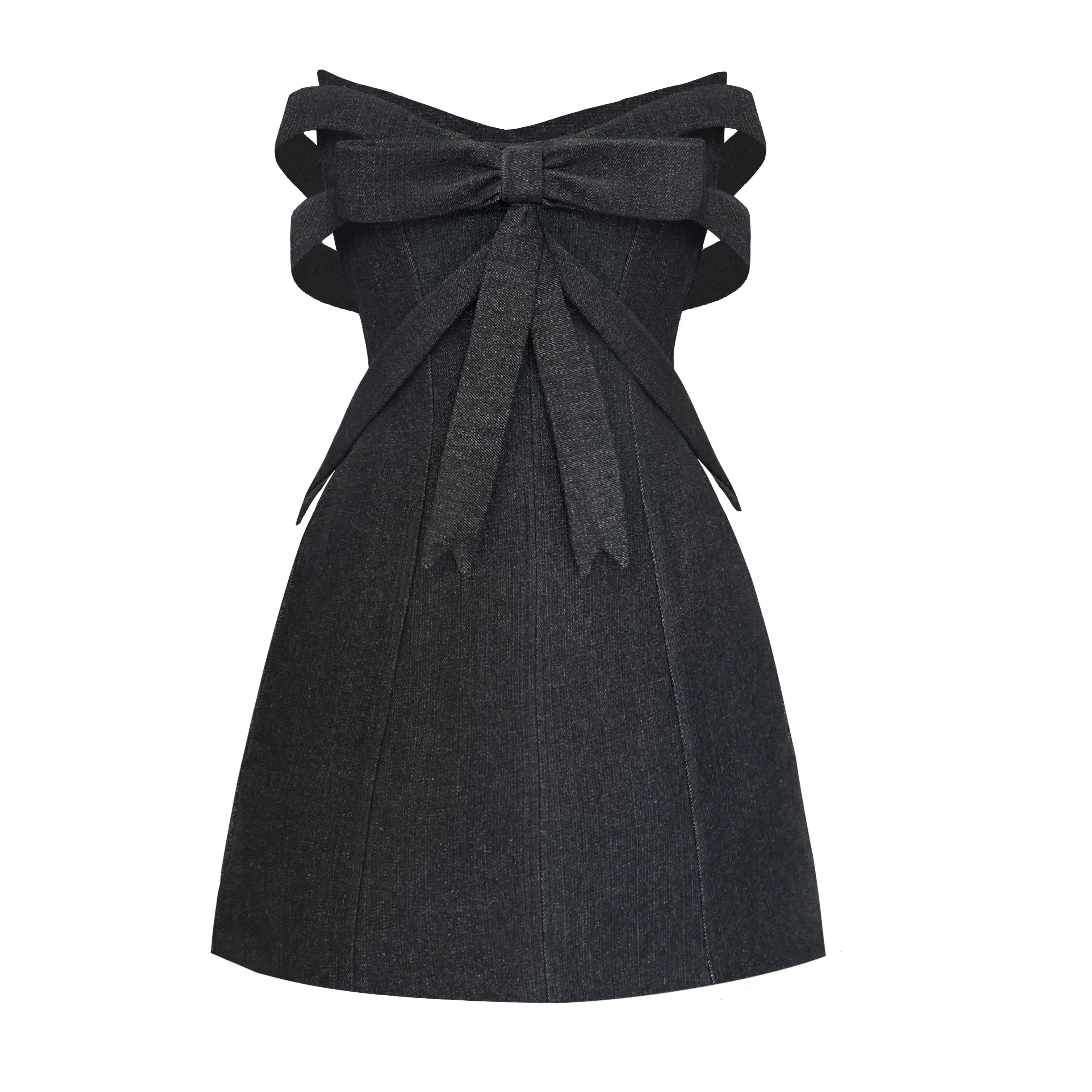 Denim Bow Mini Dress