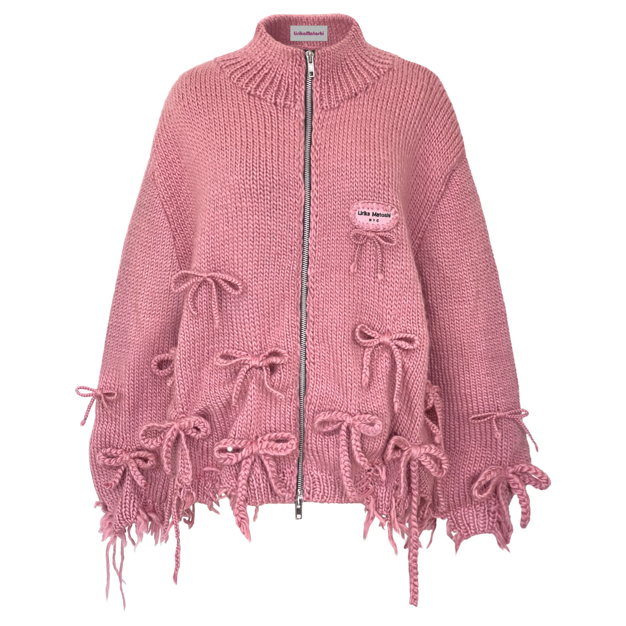 Distressed Bow Knit Sweater