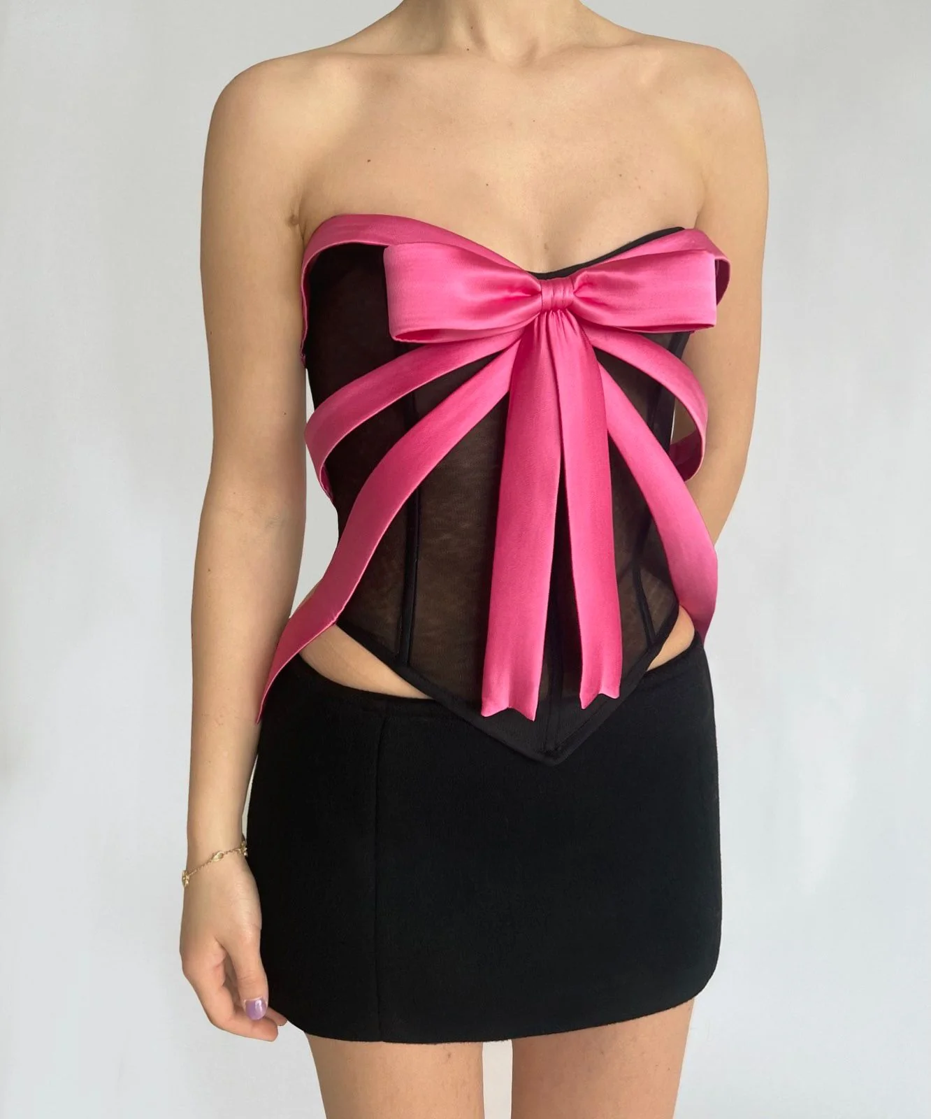 Pink & Black Bow Corset - Image 2