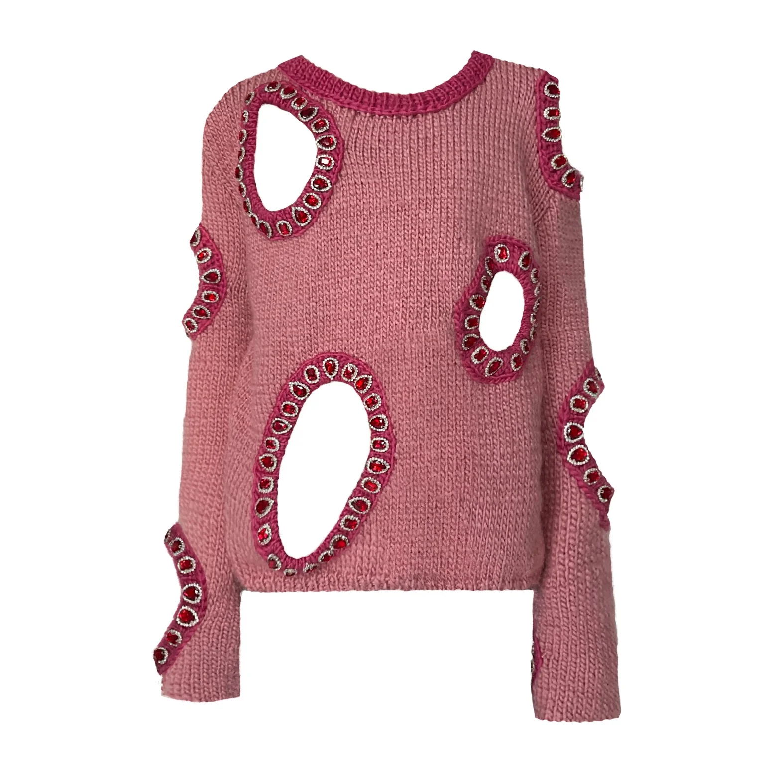 Pink Cutout Knit Sweater