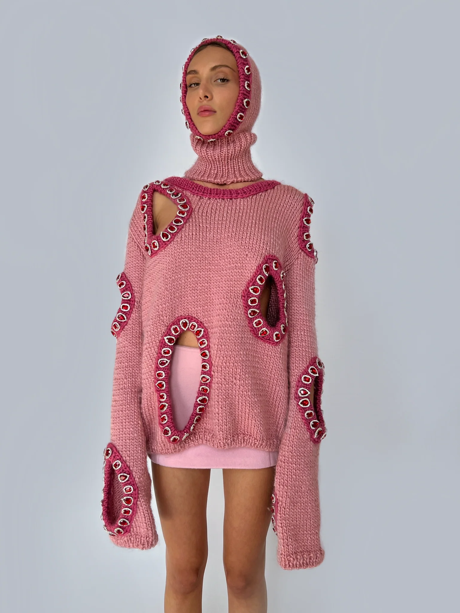 Pink Cutout Knit Sweater - Image 2