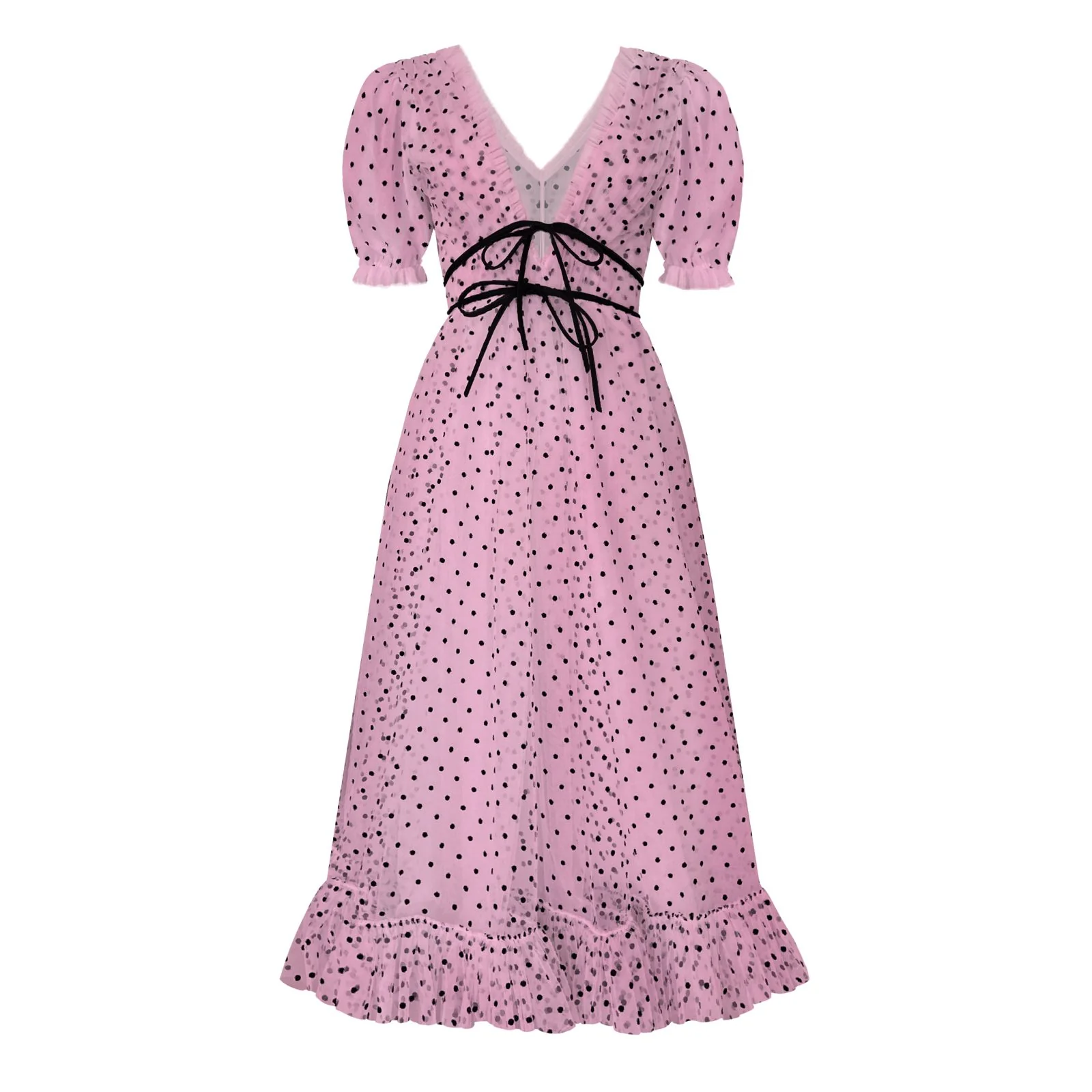 Pink Polka Dots Midi Dress