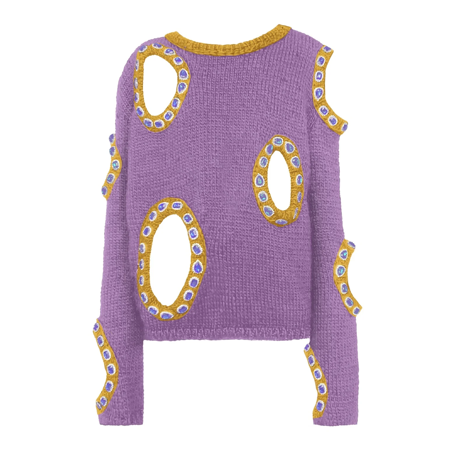 Purple Cutout Knit Sweater