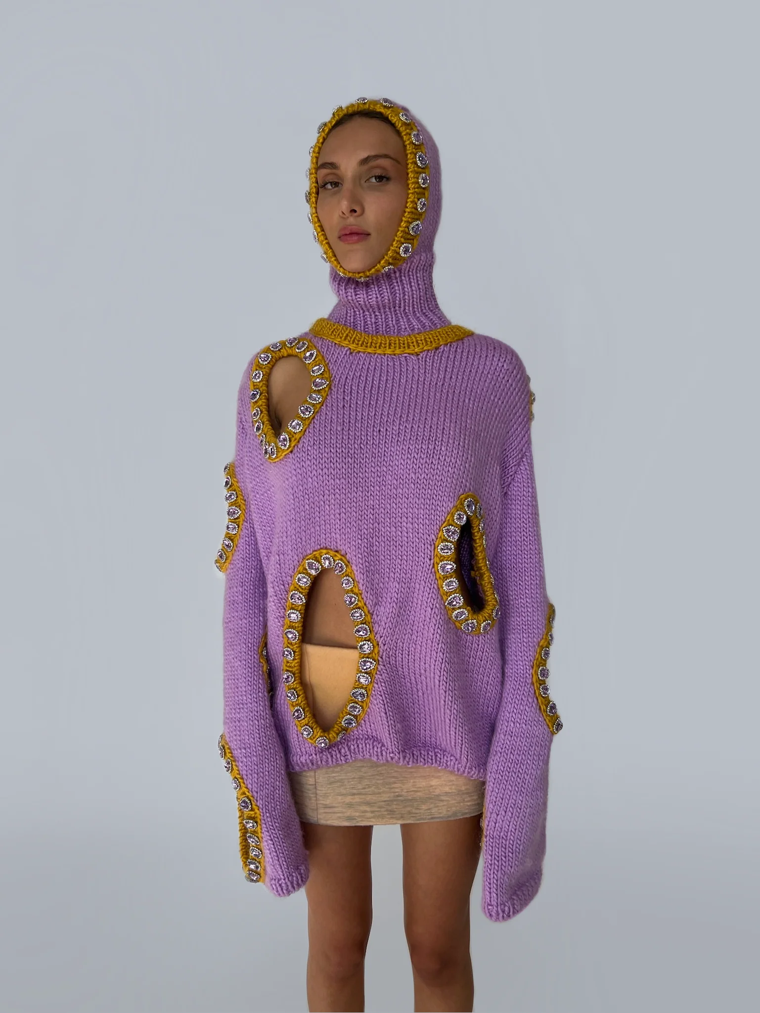 Purple Cutout Knit Sweater - Image 2