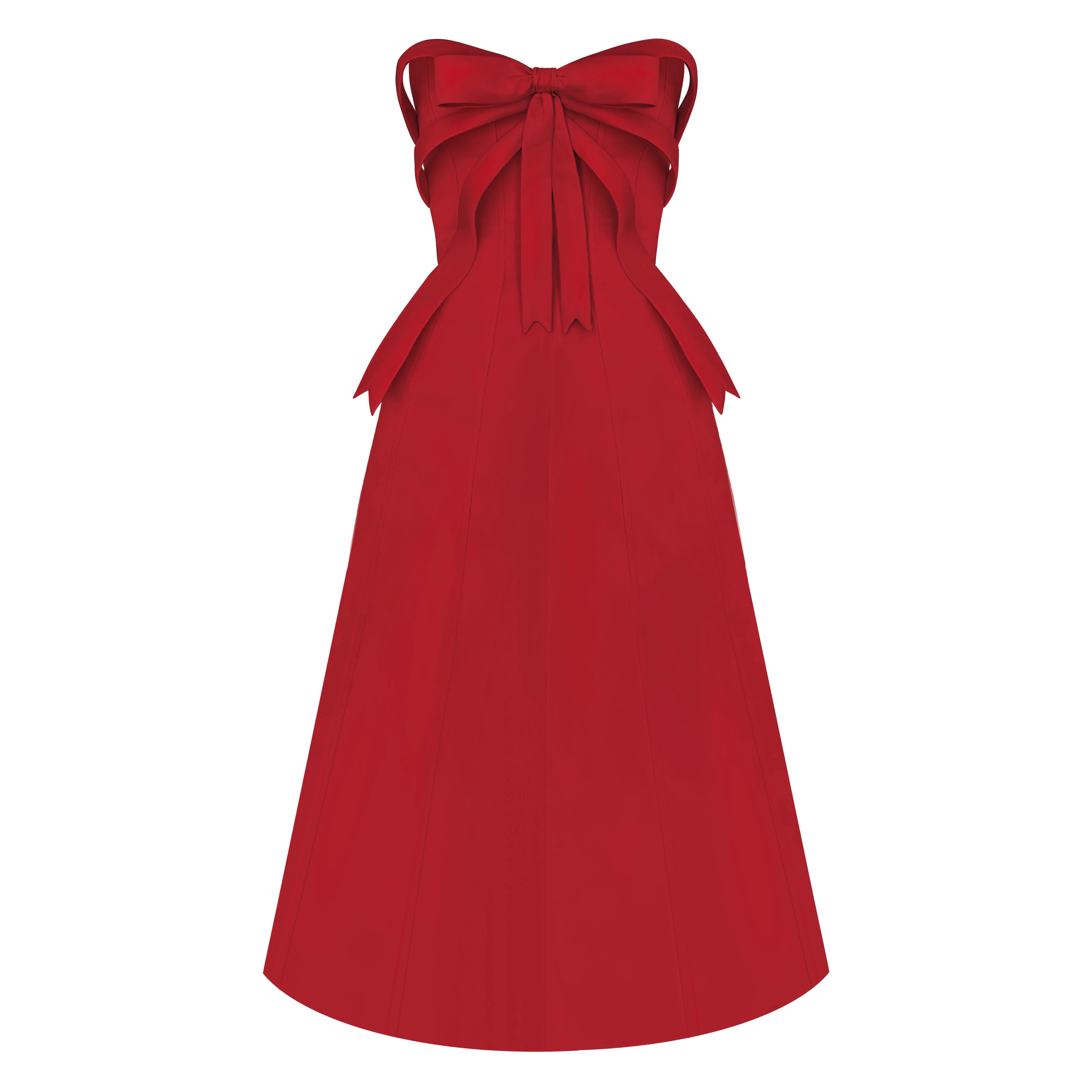Red Bow Midi Dress