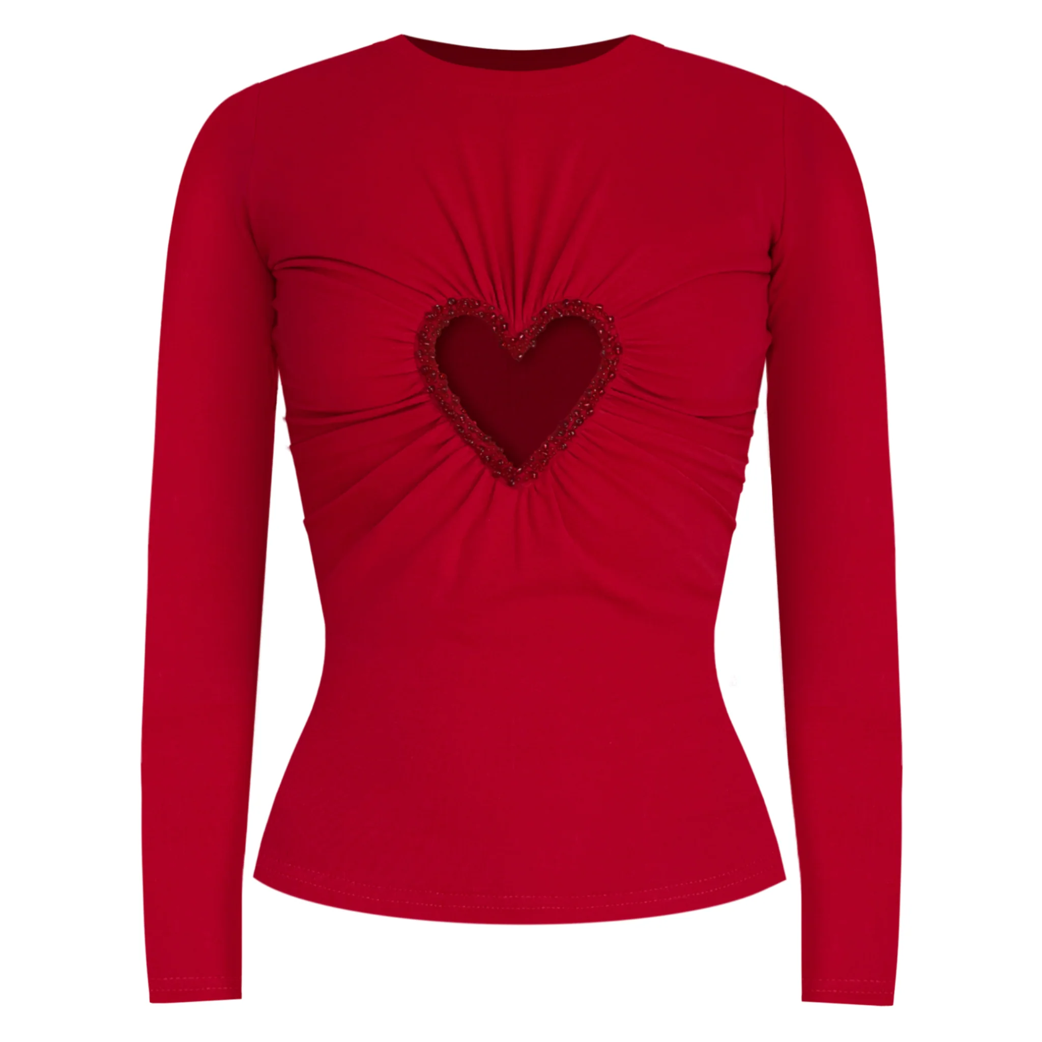 Red Heart Embroidered Top