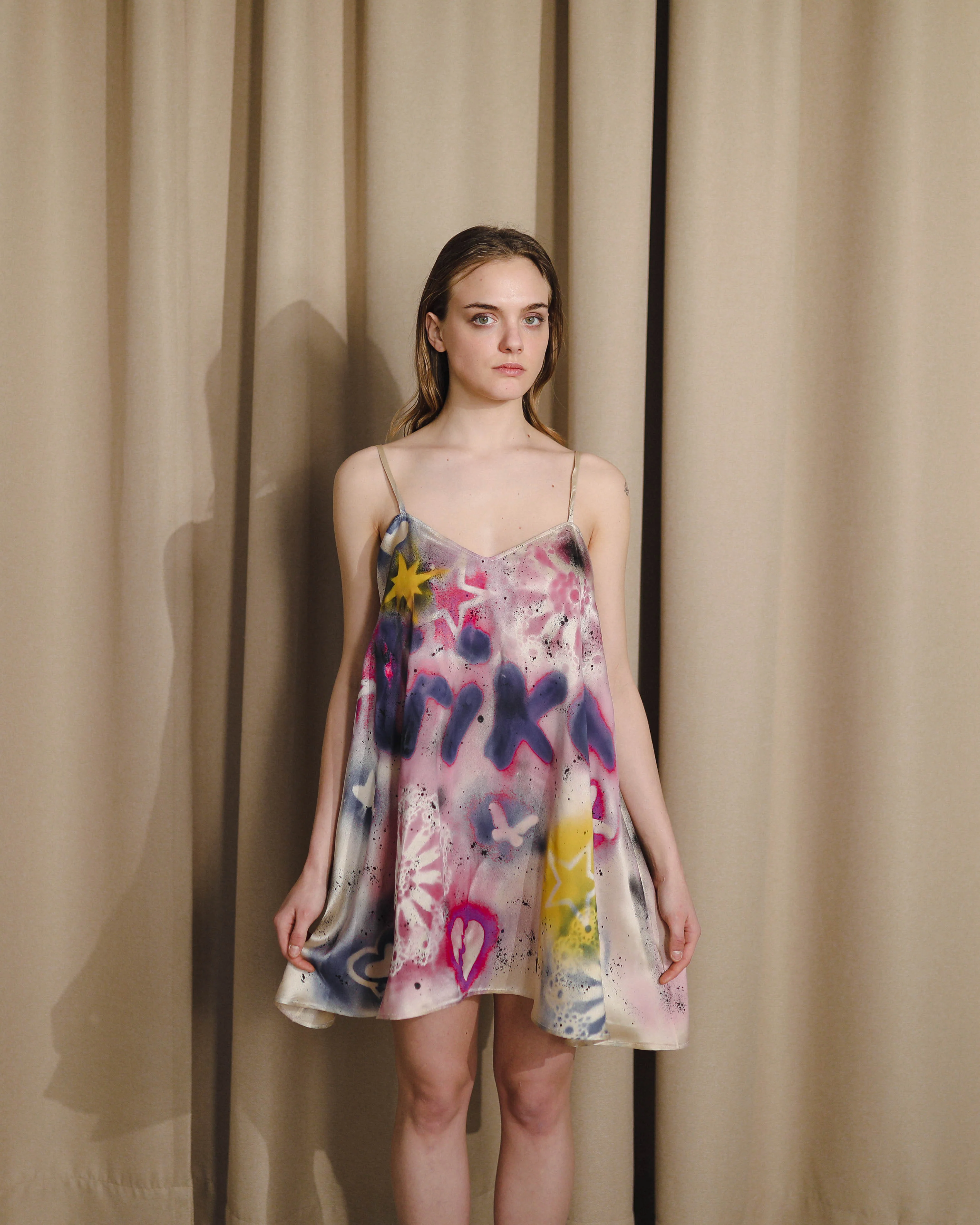Spray Painted Silk Dress - Image 3