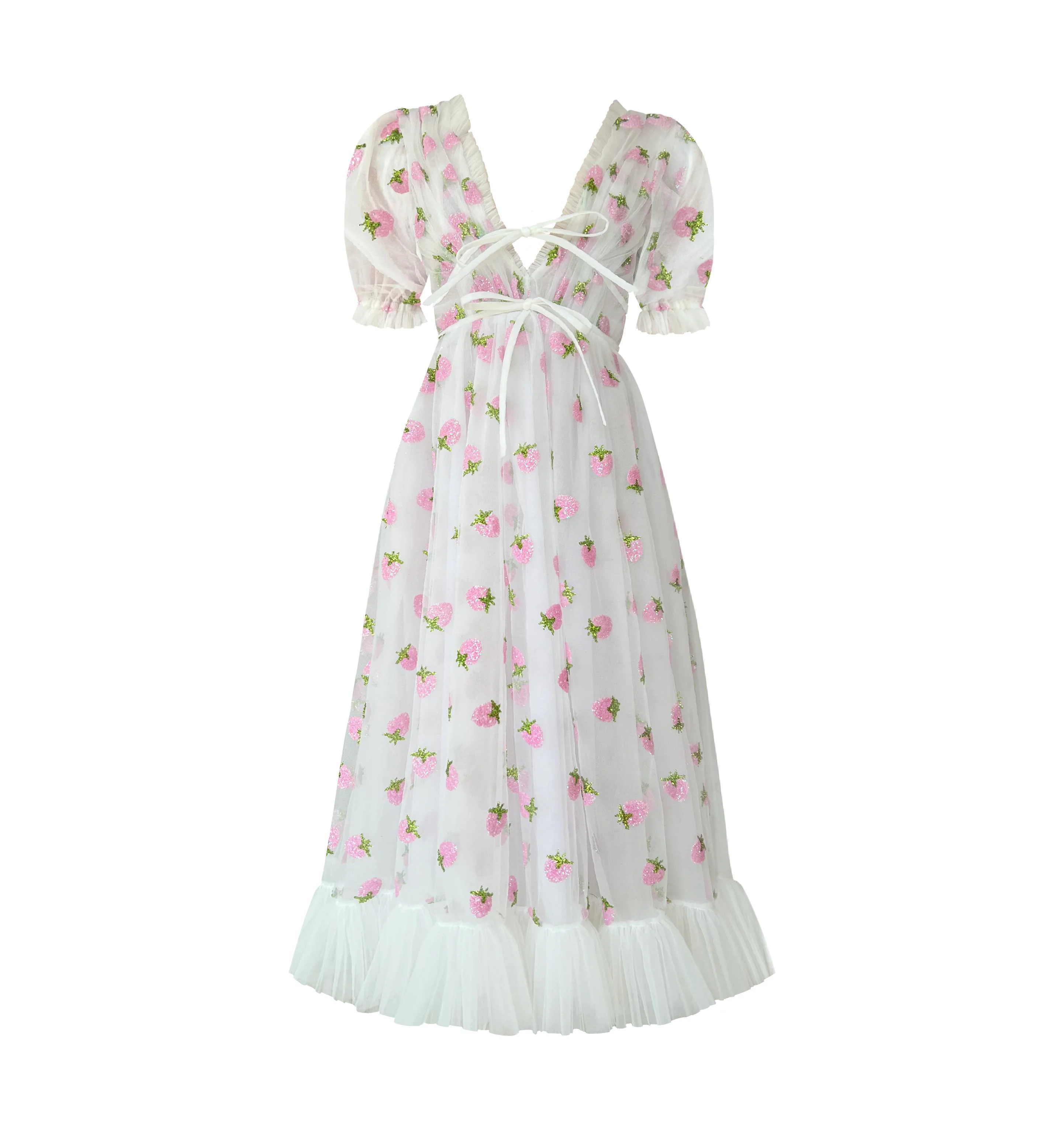 Strawberry Midi Dress White