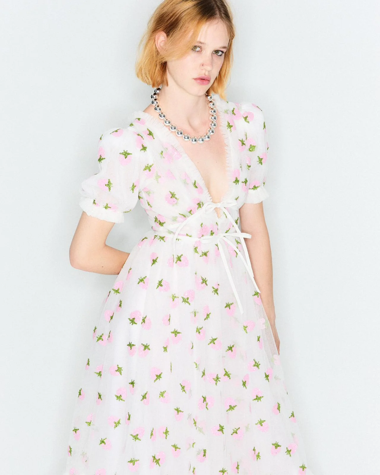Strawberry Midi Dress White - Image 2