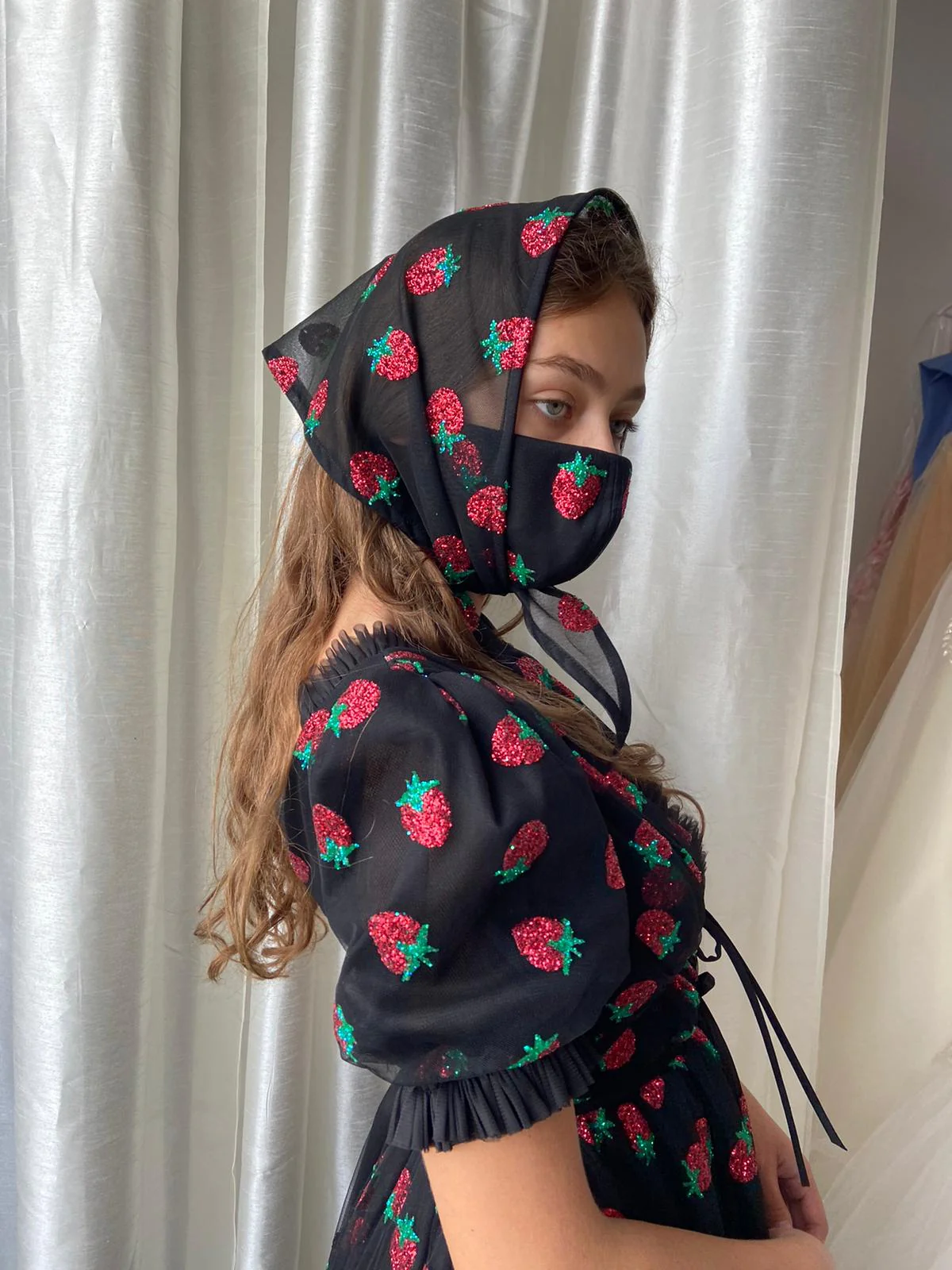Strawberry Scarf Black - Image 5