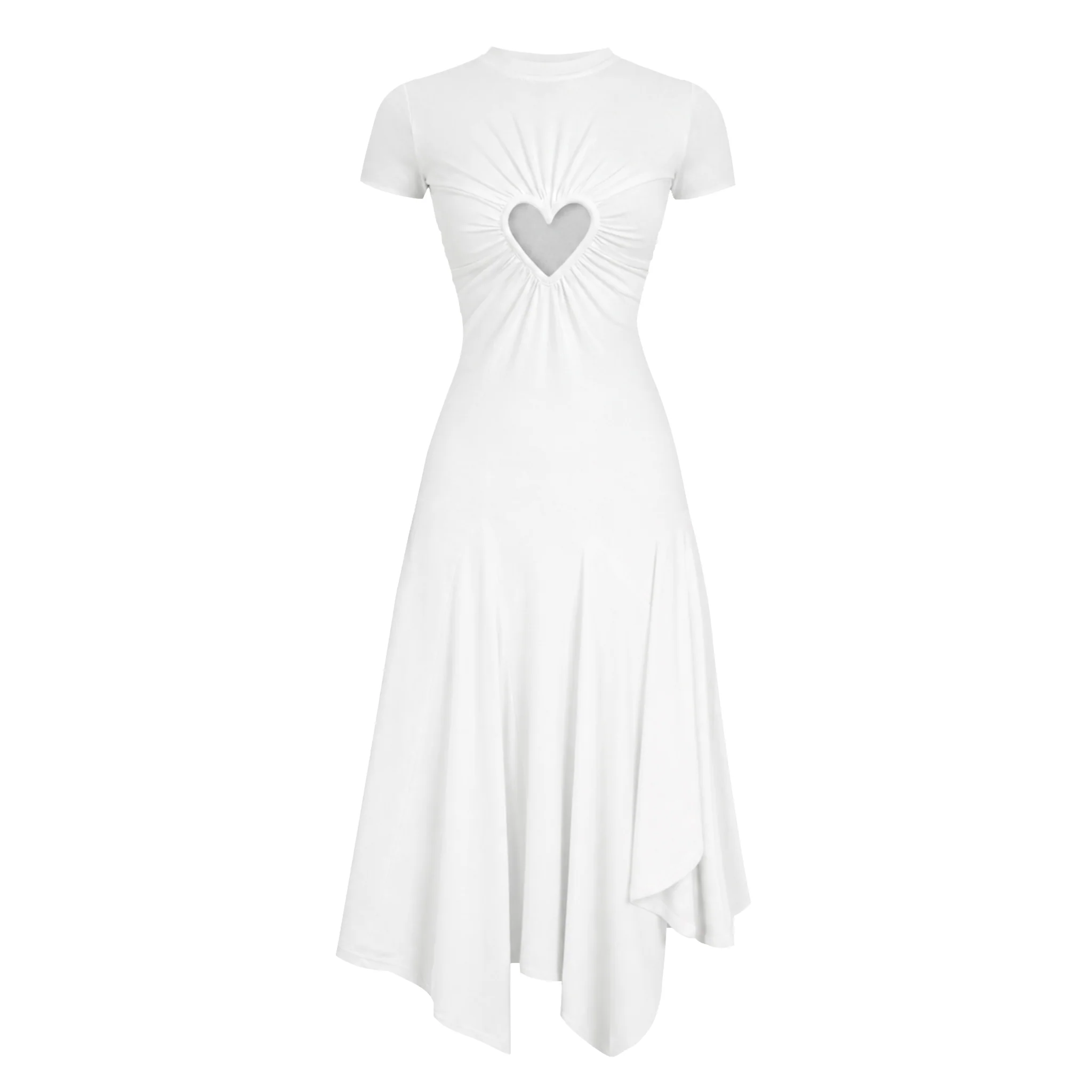 White Heart Cutout Dress