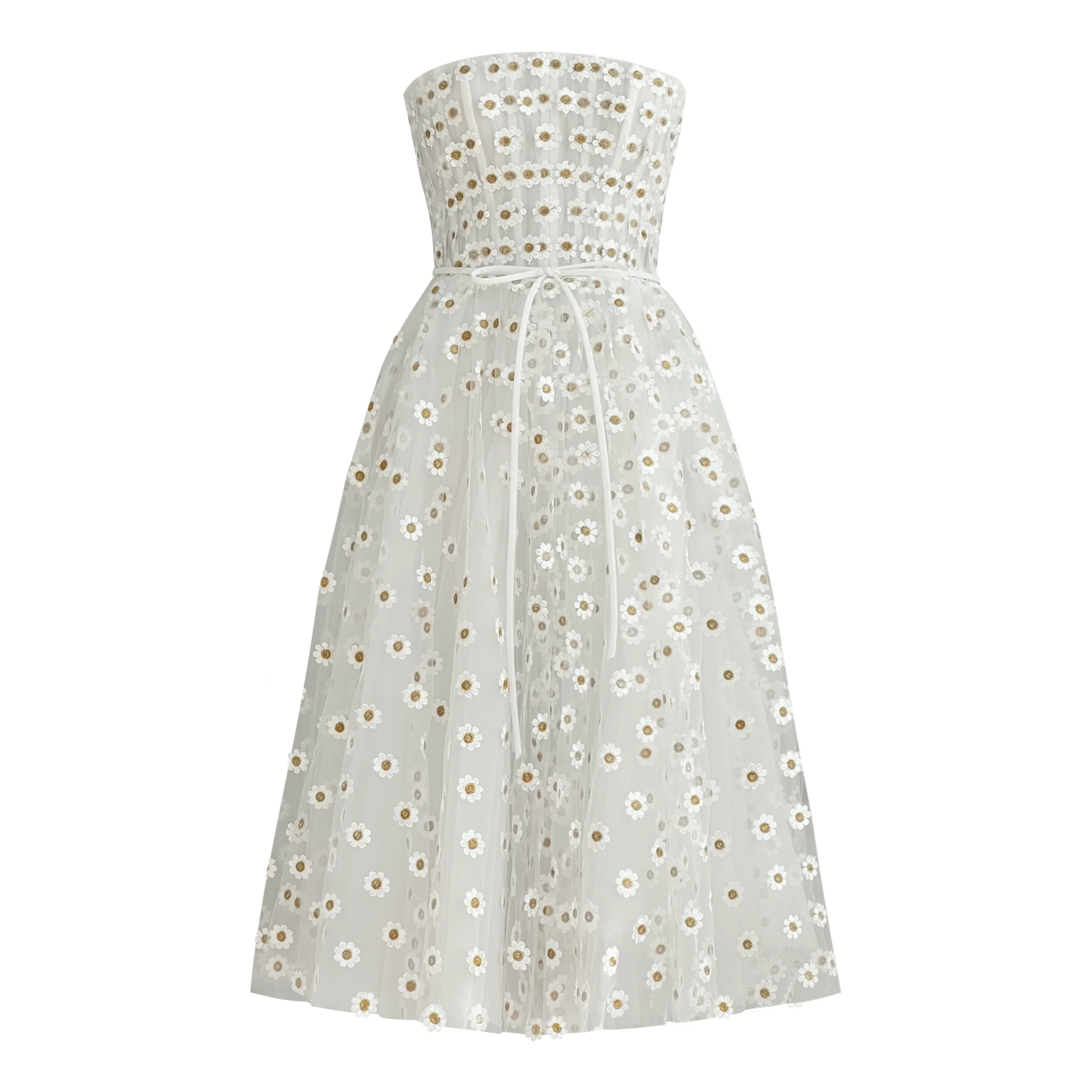 White Daisy Midi Dress