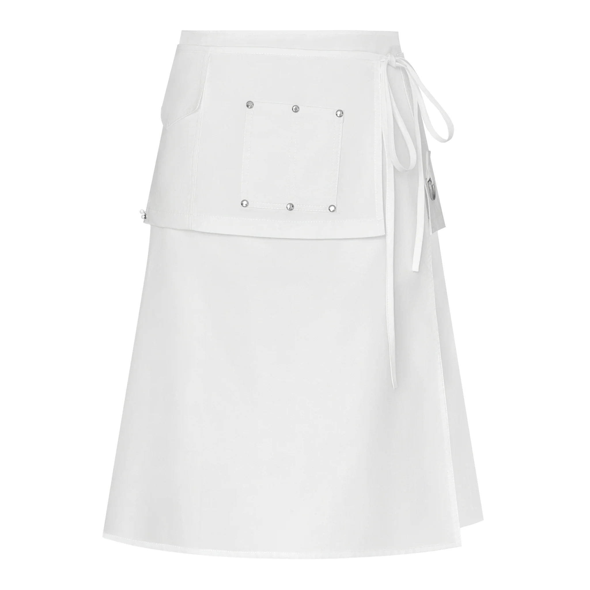 White Utility Belt Midi Skirt